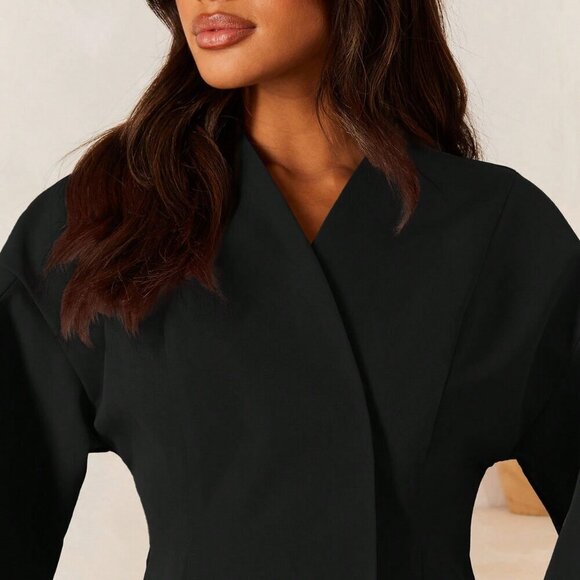 Black Casual Women's Drop Shoulder Long Sleeve Jacket - Picture 5 of 5